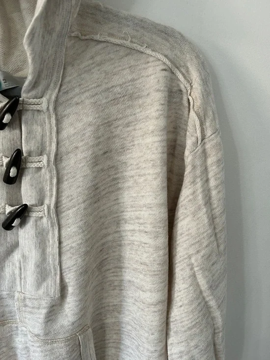 Free People Beach Arrival Hoodie XS Slouchy Heathered Grey with Toggle Detail - Picture 4 of 16